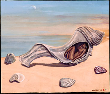 The Birth of Venus: Acrylic on found wood, 32cm x 38cm. Copyright Walderedo de Oliveira