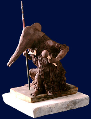 Pink Dolphin Masked Dancer: Clay and various found materials