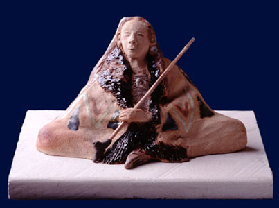 Pipe Meditation: Raku on found limestone base, height ~20cm